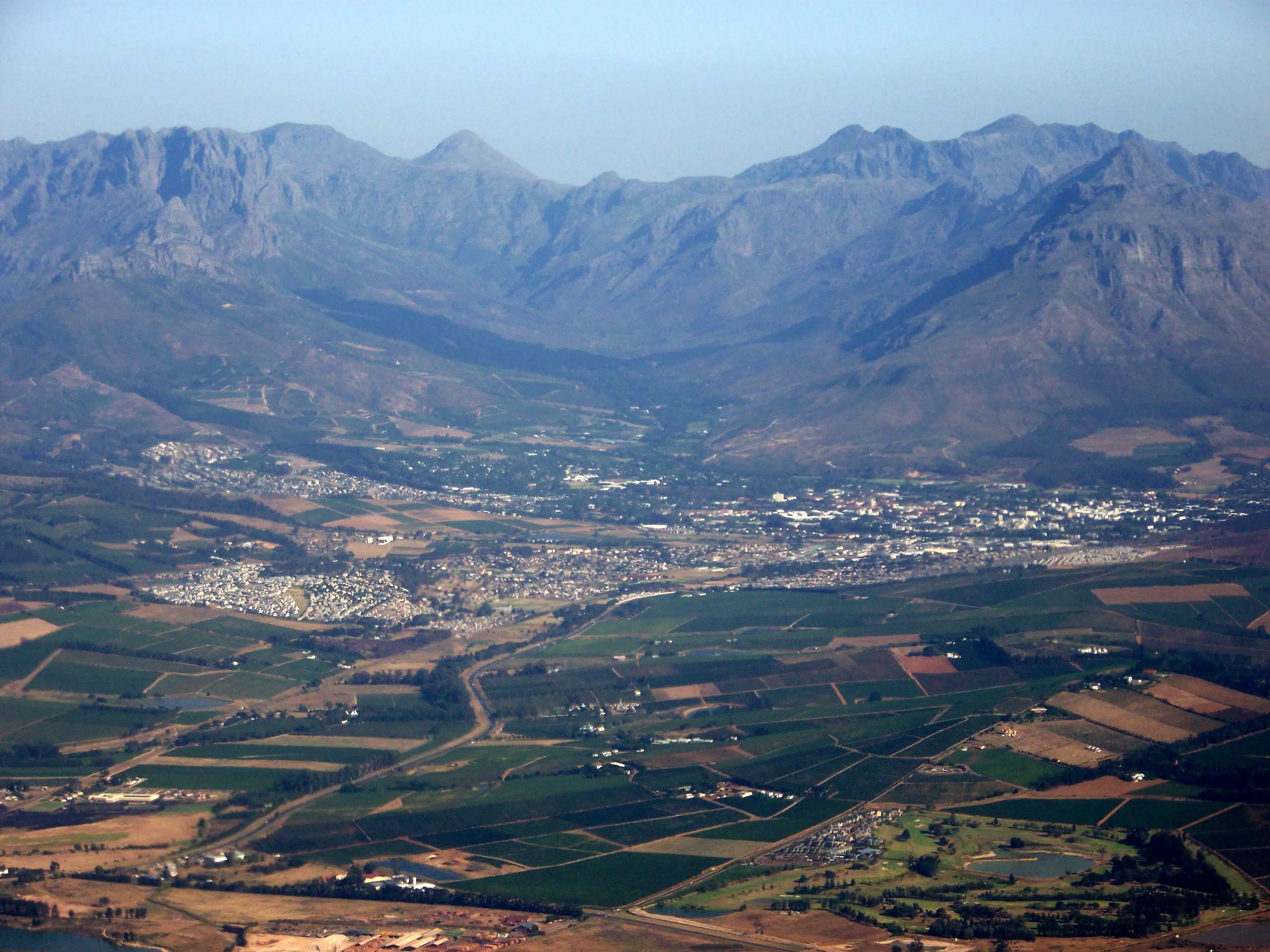 Aerial view of Stellenbosch University campus